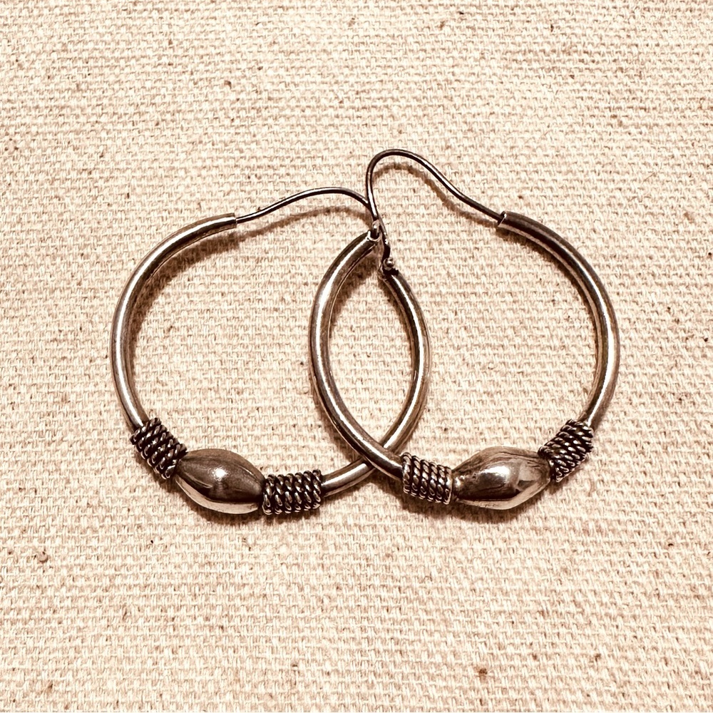 Vintage | Earrings | Afghan Silver Hoops
